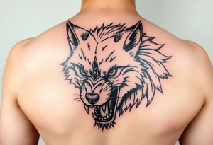 a tattoo of a creeping wolf with bared fangs tattoo idea