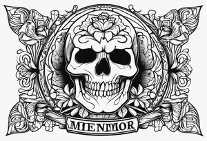 Memento mori written skull sleeve tattoo design tattoo idea