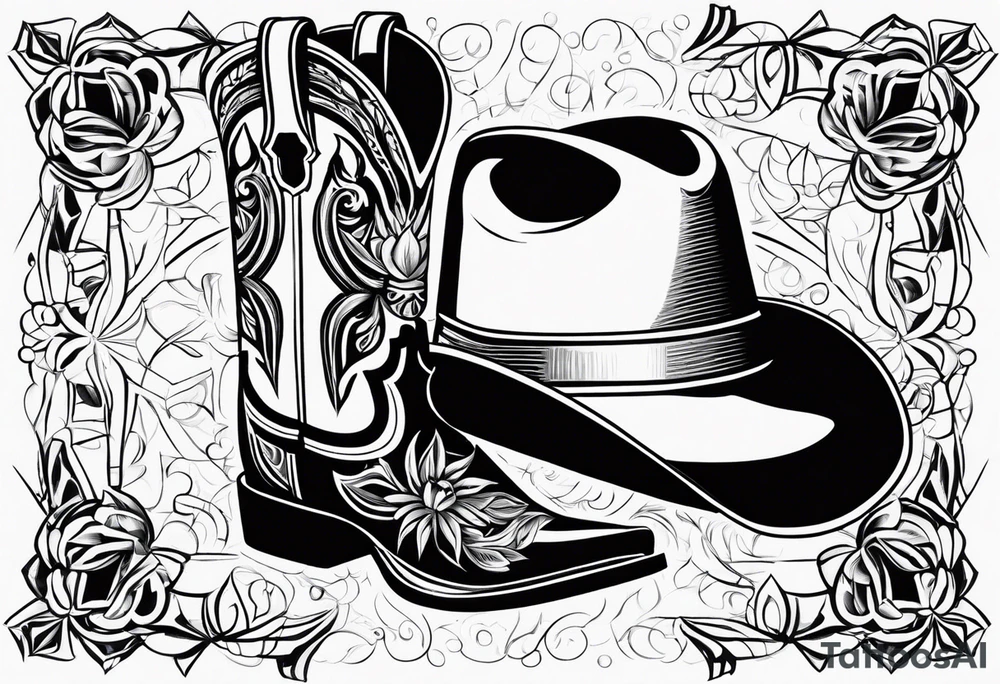 ADD the following three things: mens boots, eomens flip flops and a cowboyhat. tattoo idea