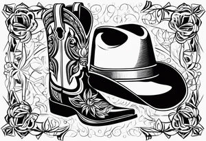 ADD the following three things: mens boots, eomens flip flops and a cowboyhat. tattoo idea