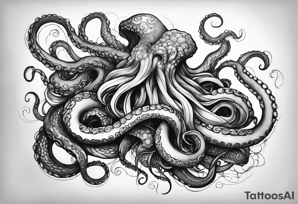 one outstretched tentacle tattoo idea