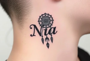 Name Nia in a dreamcatcher faded letters tattoo idea