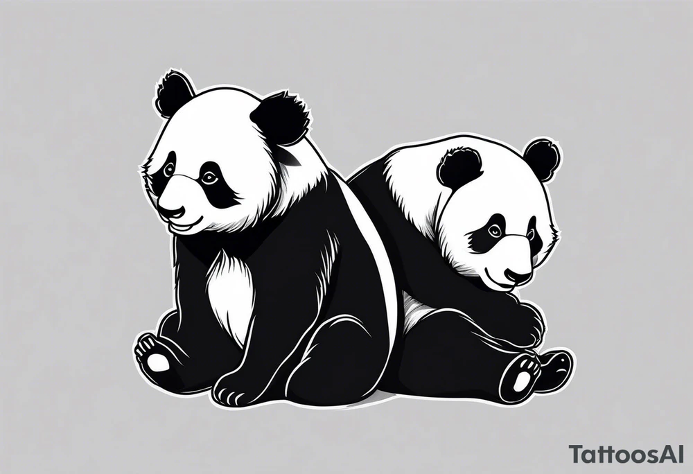 cute panda pair playing tattoo idea