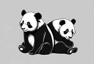 cute panda pair playing tattoo idea