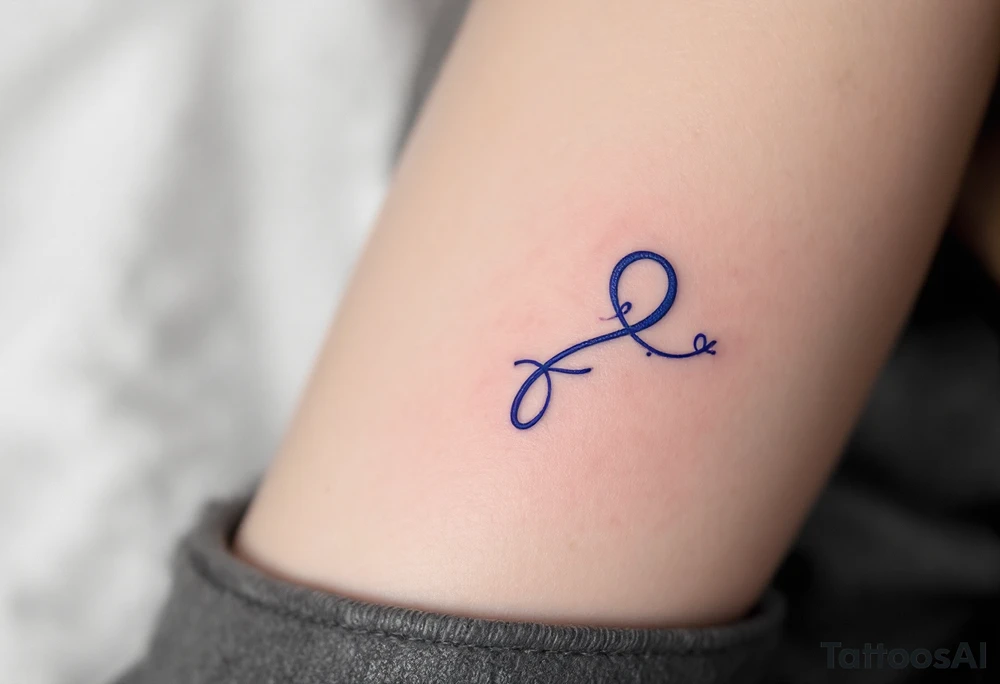 A silver  ᚹ symbol for love rune with blue accents, surrounded by violet tattoo idea