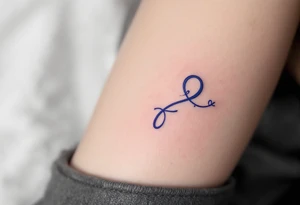 A silver  ᚹ symbol for love rune with blue accents, surrounded by violet tattoo idea