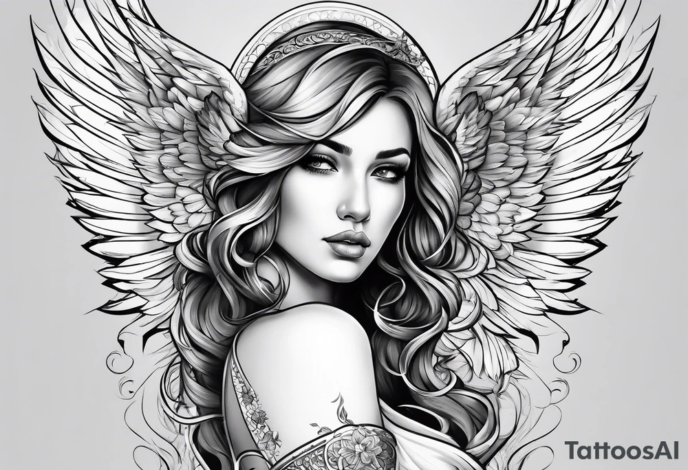 Female angel tattoo idea
