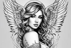 Female angel tattoo idea