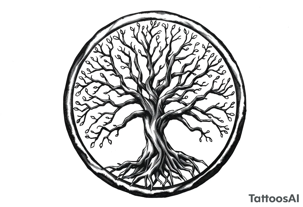Tree of life in a broken circle tattoo idea