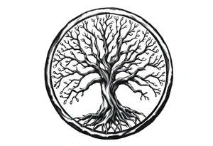 Tree of life in a broken circle tattoo idea