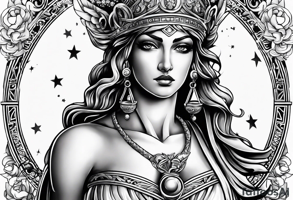 Themis (Greek Goddess of Justice), with blood in her eyes tattoo idea
