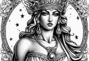 Themis (Greek Goddess of Justice), with blood in her eyes tattoo idea
