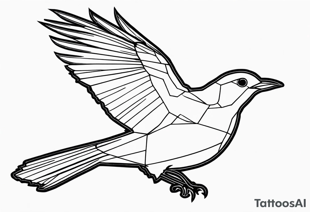 Create just the outline of a blackbird in flight as viewed from above the bird. Use only black ink. tattoo idea