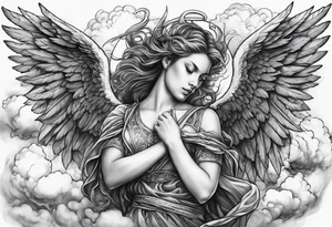 Angels killing demons in the clouds tattoo idea