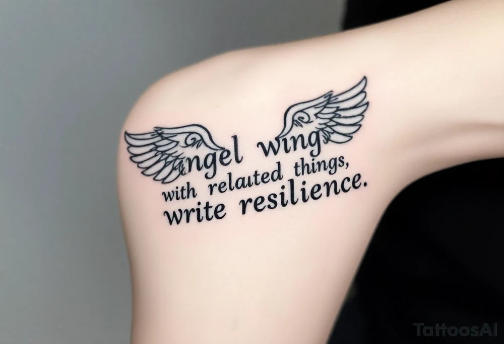 angel wings with related things. Write resilience tattoo idea