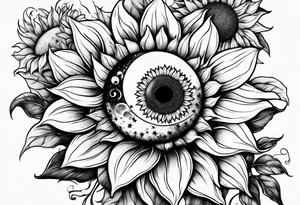 Sunflowers sun and moon tattoo idea