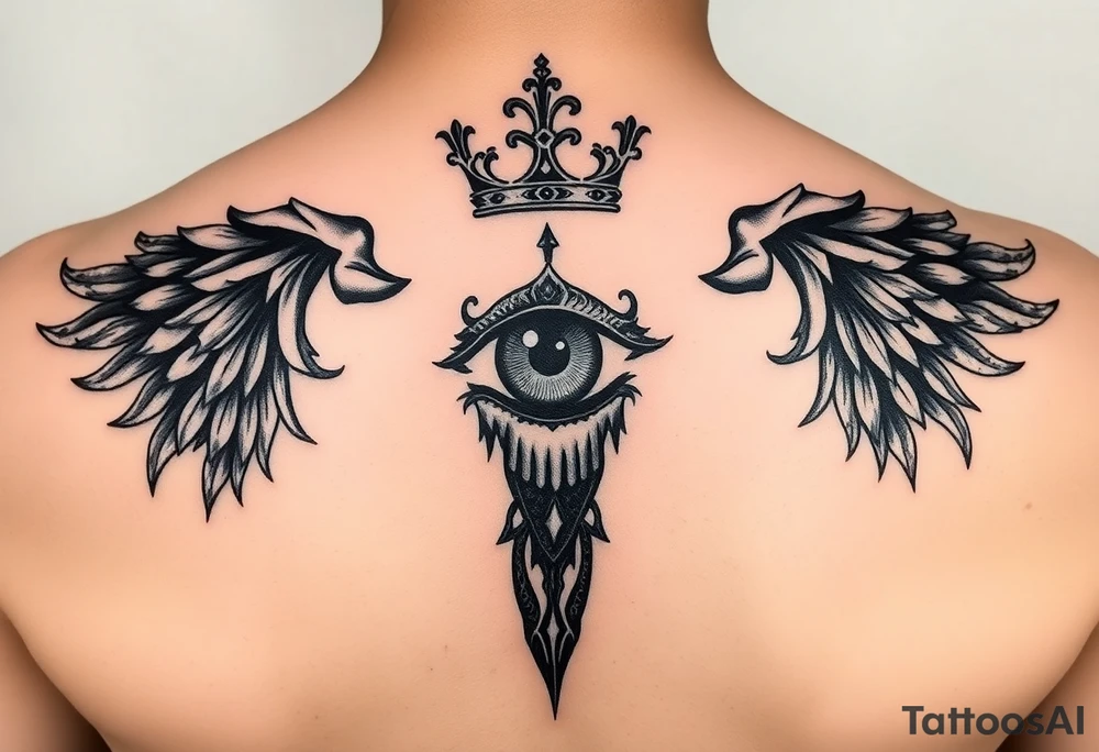 I want a tattoo with the saying "In the land of the blind, the one eyed man is king". I want to incorporate this saying into a relevant and unique design or tattoo idea. Some inspiration that I like are: Pirate theme, Roman Empire theme, Fantasy King Era theme, Futuristic/Cyberpunk theme. tattoo idea