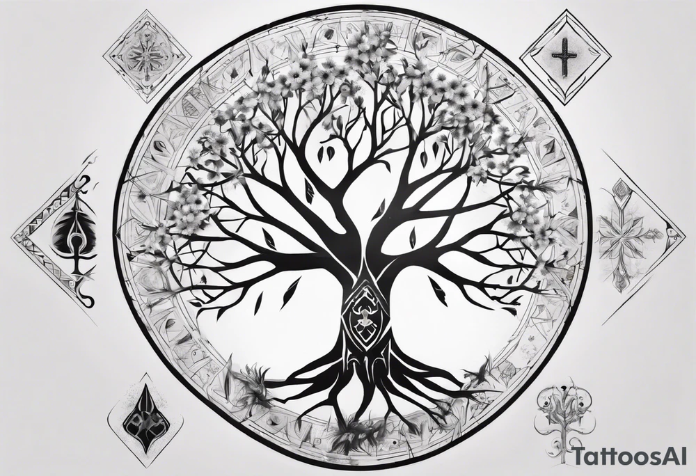 White Tree of Gondor, Geometric symbols, Nordic cross, playing cards, flowers, lord of the rings, Native American headdress, tattoo idea