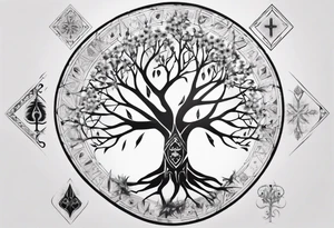 White Tree of Gondor, Geometric symbols, Nordic cross, playing cards, flowers, lord of the rings, Native American headdress, tattoo idea