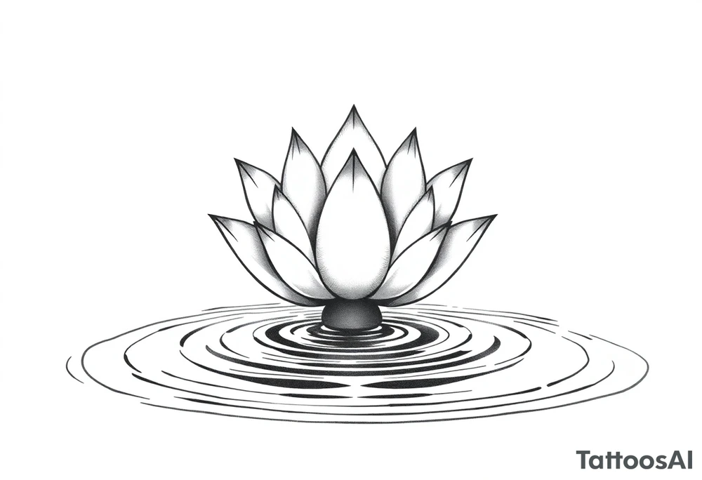 serene lotus flower emerging from sacred waters with ripples tattoo idea