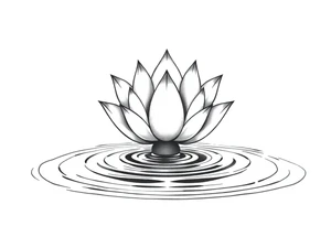 serene lotus flower emerging from sacred waters with ripples tattoo idea