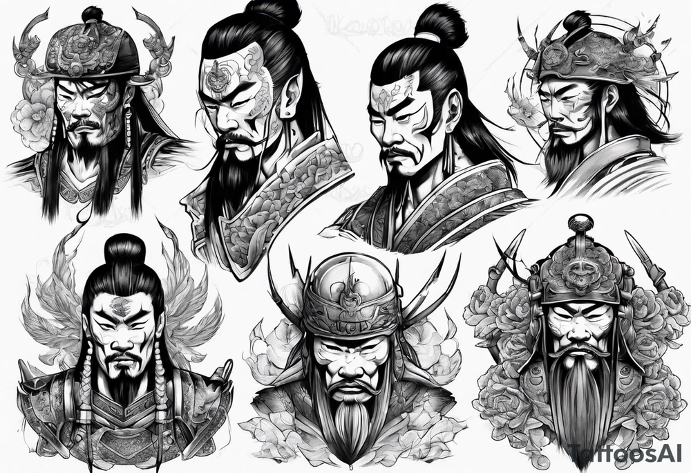 handsome Asian warrior who is also a death tattoo idea