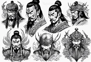 handsome Asian warrior who is also a death tattoo idea
