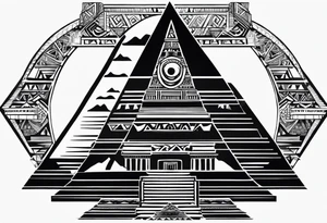 Aztec princess pyramid solar eclipse ollin symbol tattoo idea