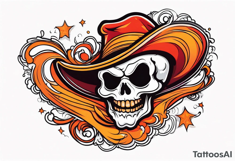 Ghost of skull that is red and orange tattoo idea