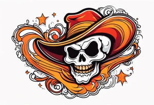 Ghost of skull that is red and orange tattoo idea