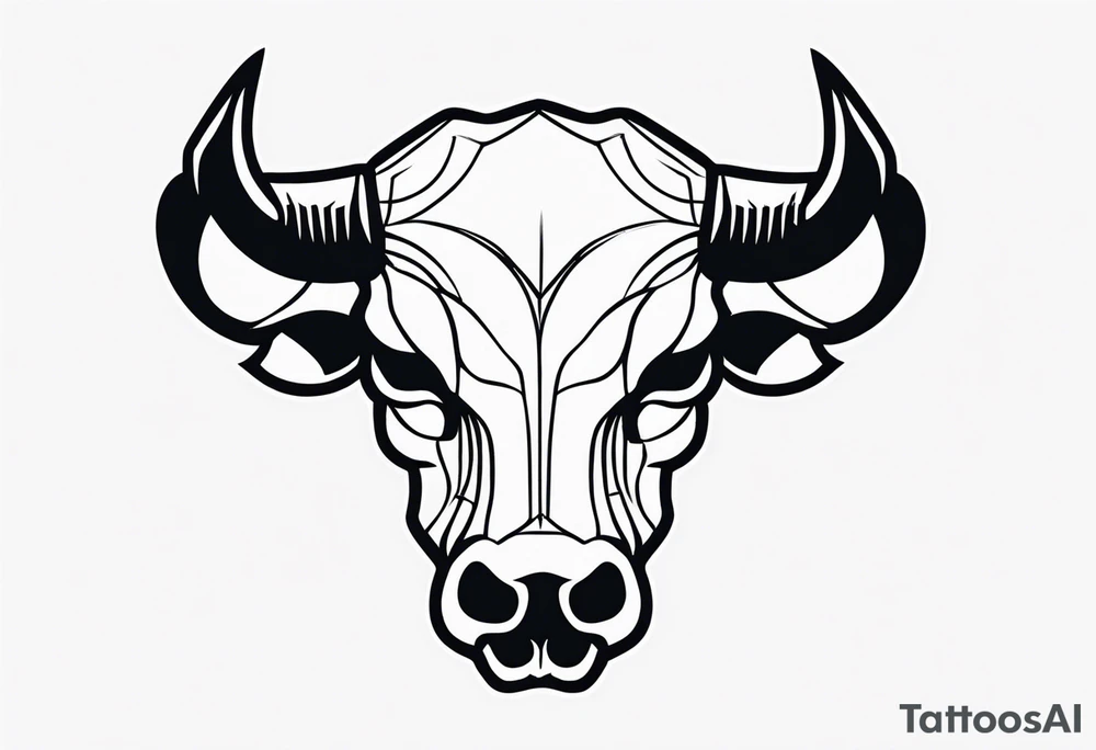 skull of a bull with a line frame, realistic, simple tattoo idea
