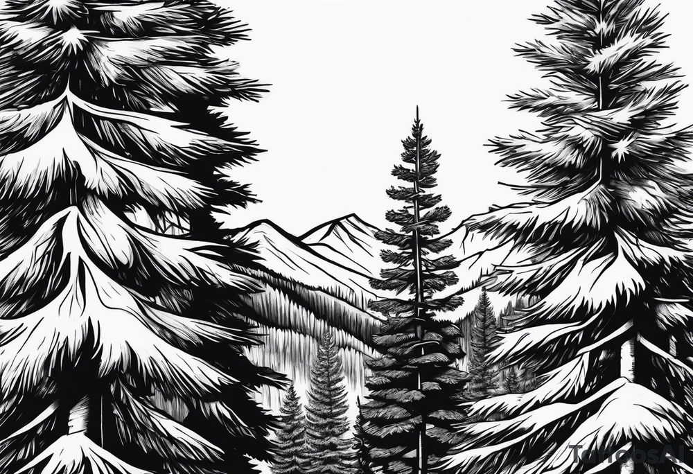 Pine trees tattoo idea
