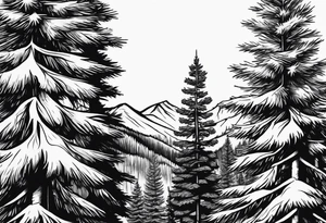 Pine trees tattoo idea