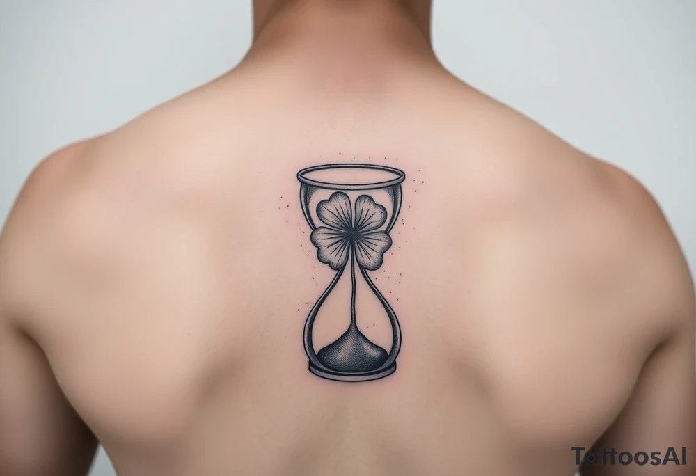 4 leaf clover growing in a hourglass tattoo idea