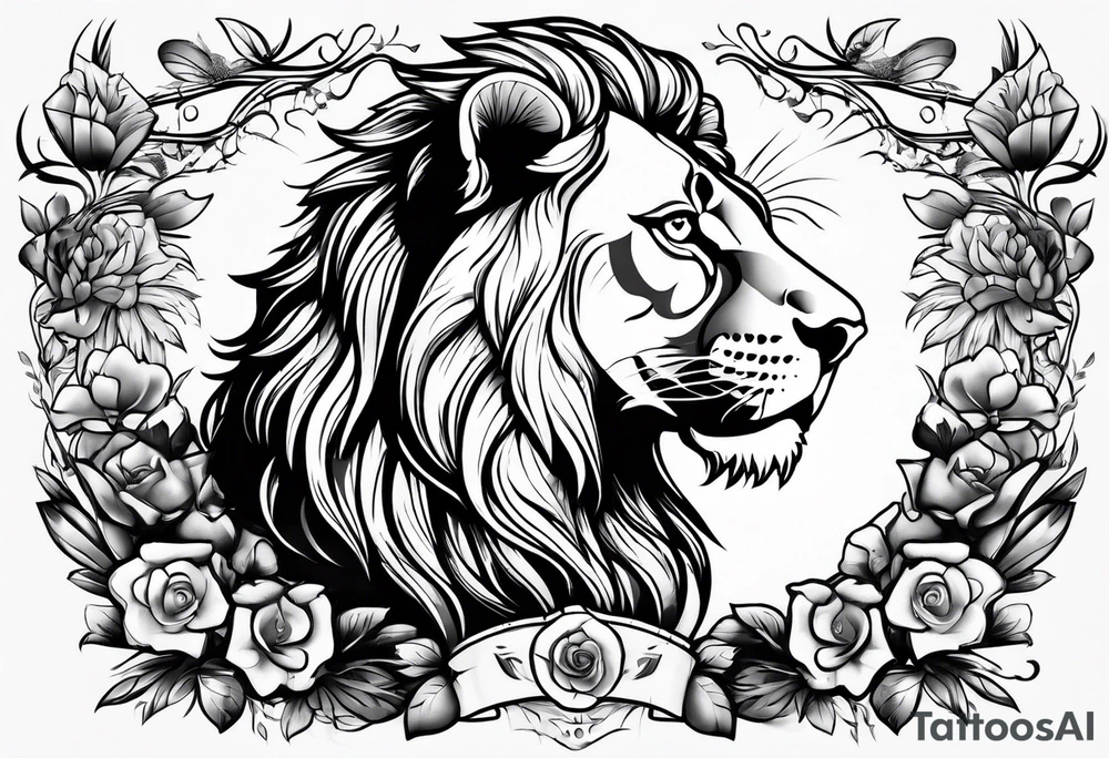 woman tattoo under the sign of a lion tattoo idea