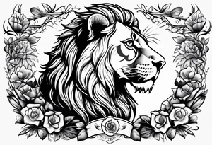 woman tattoo under the sign of a lion tattoo idea