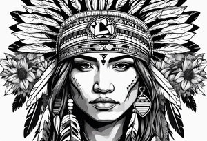 Native American with blue bonnets tattoo idea