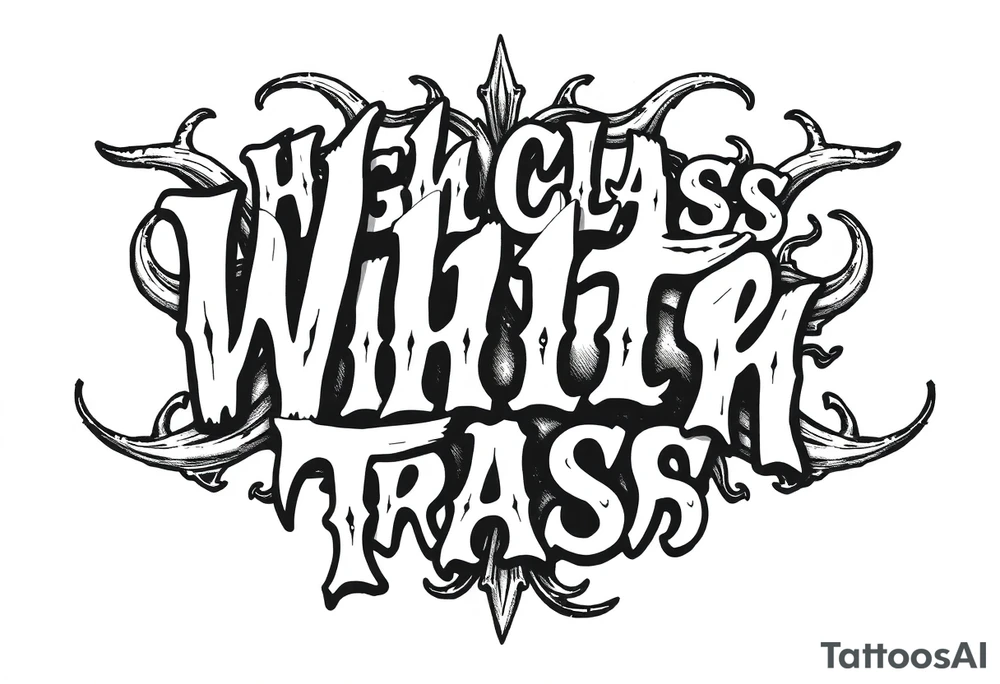 Fancy tattoo lettering of high class white trash tattoo idea