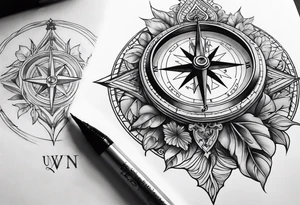 realistic compass tattoo idea