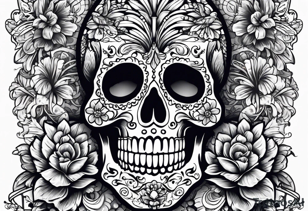 Mexico day of dead , rectangle, man skeleton tattoo idea