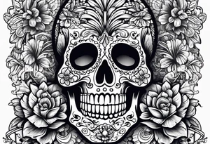 Mexico day of dead , rectangle, man skeleton tattoo idea