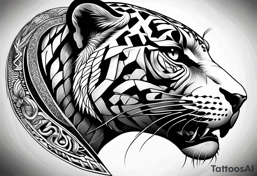 aztec black jaguar with snake tattoo idea