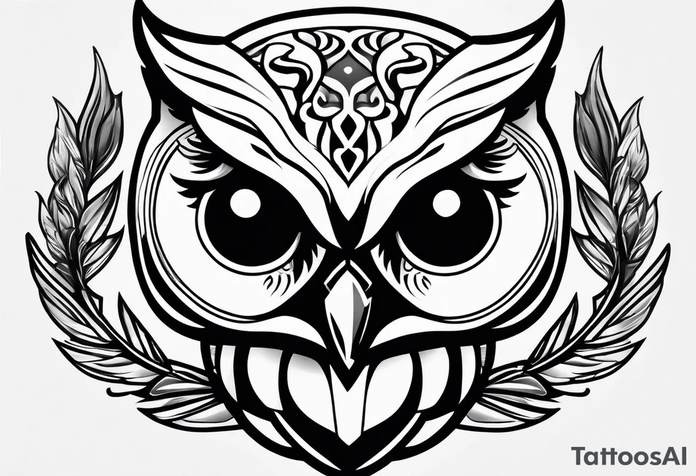 Owl with cancer ribbon in claw tattoo idea