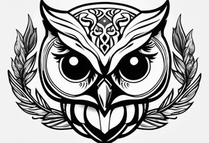 Owl with cancer ribbon in claw tattoo idea