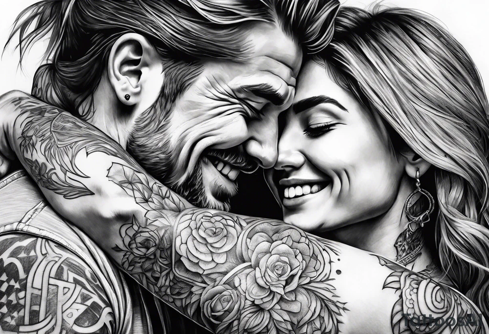 Hugging tattoo idea