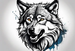 A scared wolf crying tattoo idea