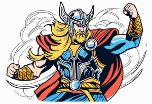 Lightning god thor fighting Jormangdr tattoo idea