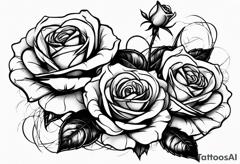 Three roses with barbed wire wrapped around them. Broken heart tattoo idea