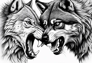 Wolf and raccoon fighting tattoo idea