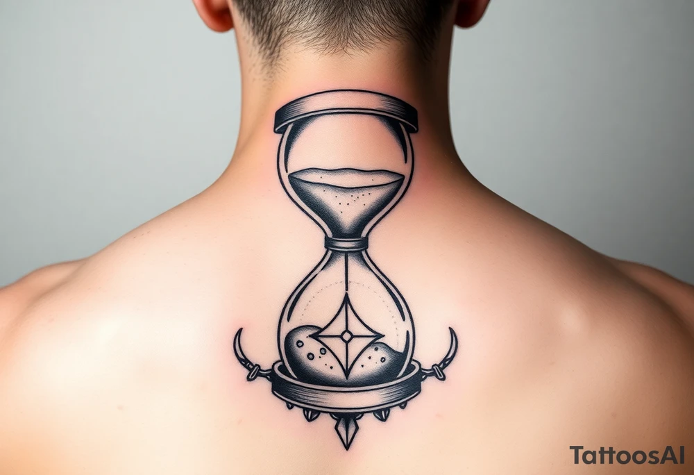 Simple but nice hourglass with trippy art details and a diamond and grim reaper. tattoo idea